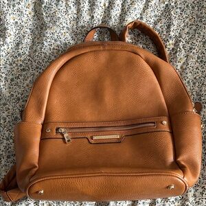 Poppy & Peonies Tan Backpack